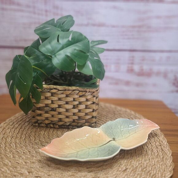 Vintage Royal Winton Orange & Green double leaf dish made in England - Picture 3 of 8